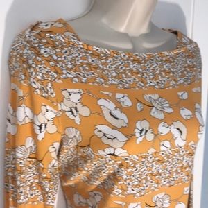 Peck&Peck/size Lg. Yellow print top,shirt, blouse